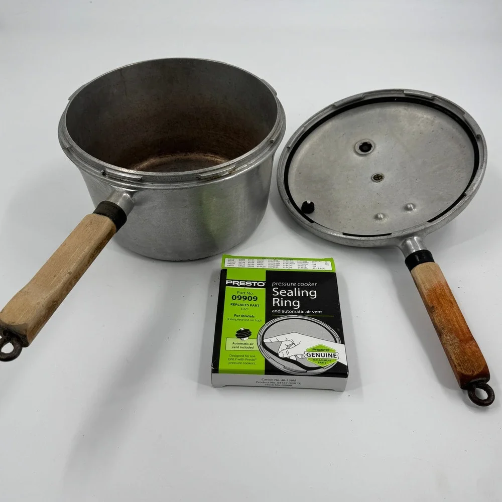 National Presto Pressure Cooker‎ Model 40 4 Qt Silver Vintage Aluminum